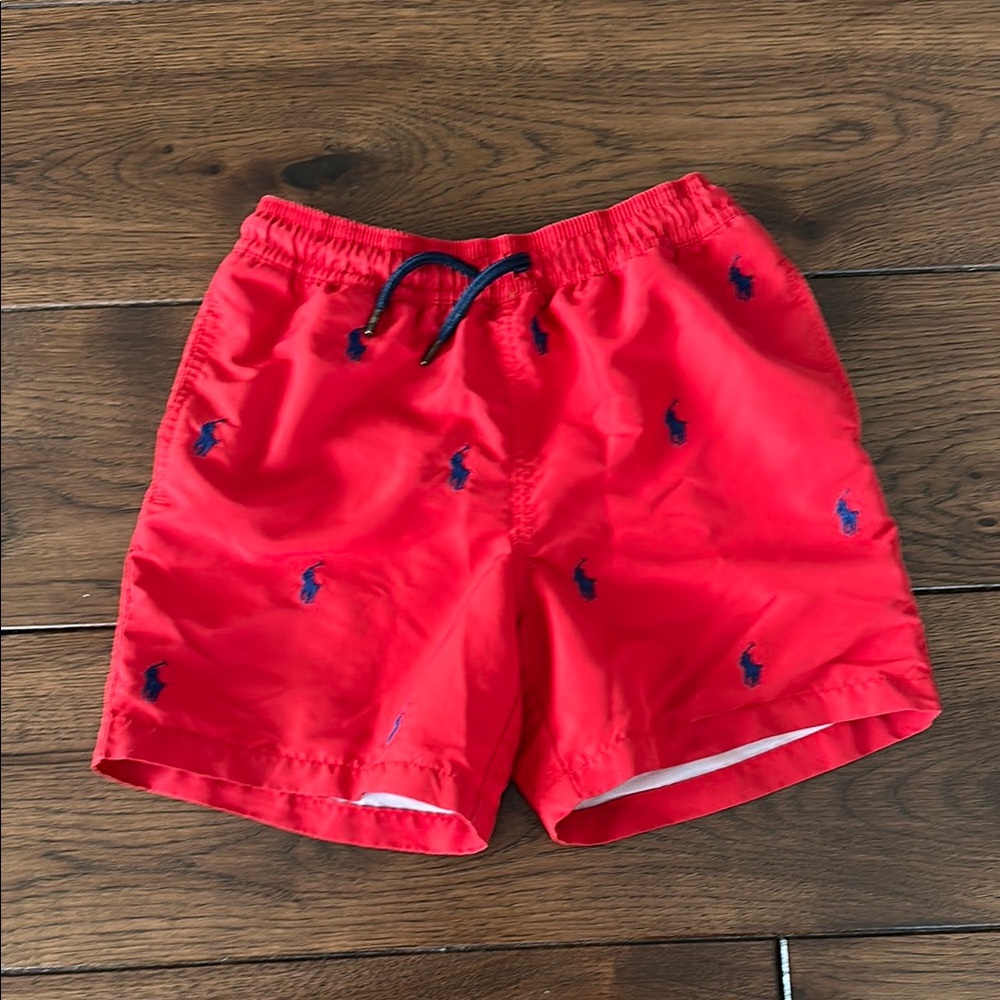 Polo Ralph Lauren Red Swim Shorts with Embroidered Logo Size Small (8)